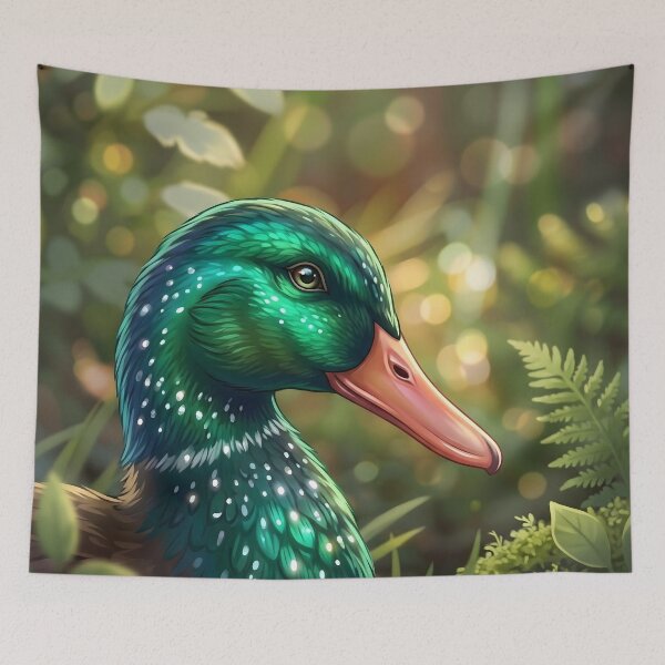 Item preview, The Emerald Mallard in the Sunlit Ferns designed and sold by henkephotoart.