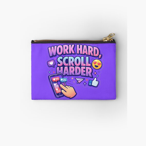 Item preview, Work Hard Scroll Harder Funny Gen Z Sticker designed and sold by Crybyte Studio.