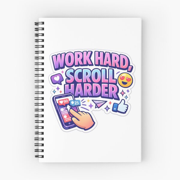 Item preview, Work Hard Scroll Harder Funny Gen Z Sticker designed and sold by Crybyte Studio.