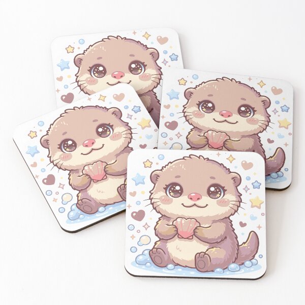 Item preview, Kawaii Baby Otter with Heart Shell Sticker designed and sold by sumeetkaliya.