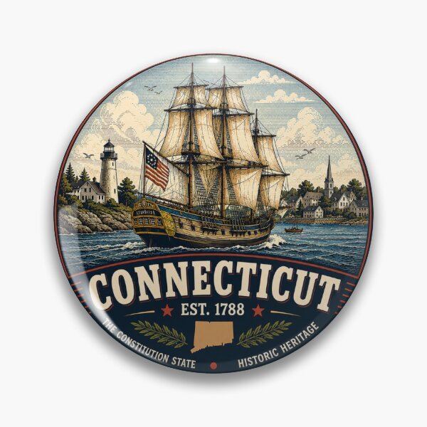 Item preview, Connecticut Retro State Badge – Vintage Travel Graphic designed and sold by Mac Sketches.