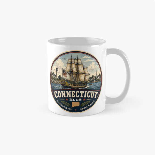 Item preview, Connecticut Retro State Badge – Vintage Travel Graphic designed and sold by Mac Sketches.