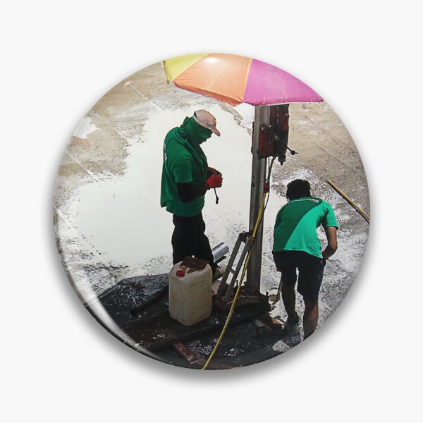 Item preview, Urban Street Cleaners Working Under Colorful Umbrella Cleaning Pavement With Brooms And Water designed and sold by Nmallia.