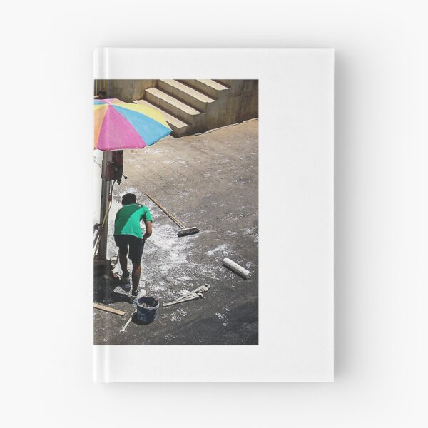 Item preview, Urban Street Cleaners Working Under Colorful Umbrella Cleaning Pavement With Brooms And Water designed and sold by Nmallia.