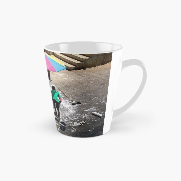 Item preview, Urban Street Cleaners Working Under Colorful Umbrella Cleaning Pavement With Brooms And Water designed and sold by Nmallia.