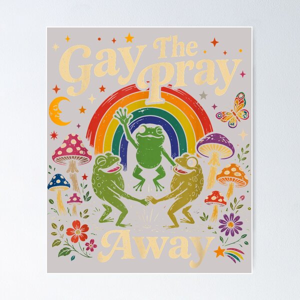 Item preview, Gay The Pray Away Rainbow Funny Meme Frogs LGBT Pride LGBTQ designed and sold by MabelWells.