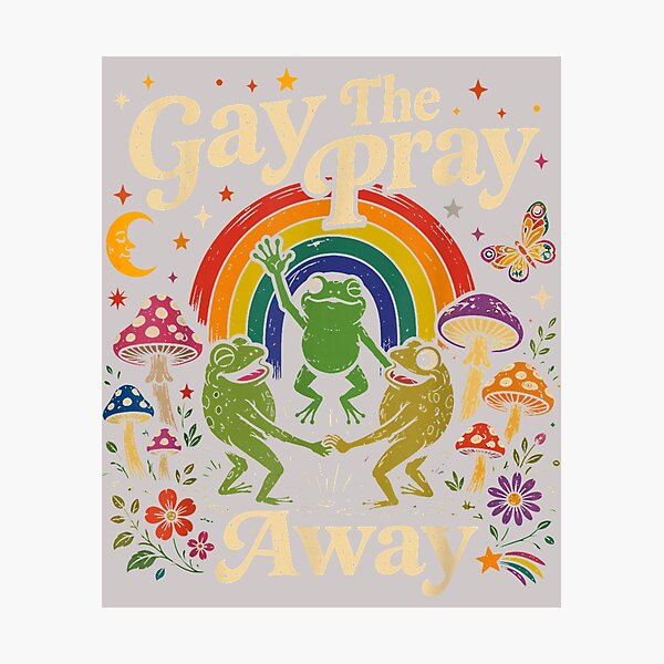 Item preview, Gay The Pray Away Rainbow Funny Meme Frogs LGBT Pride LGBTQ designed and sold by MabelWells.