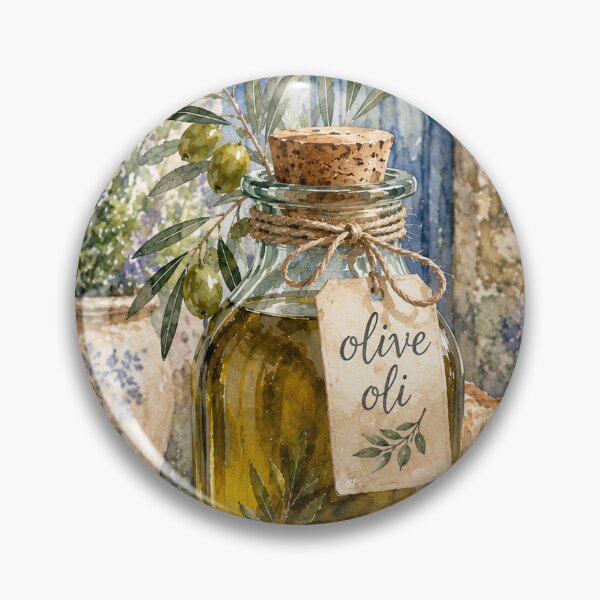 Item preview, Mediterranean Olive Oil & Rustic Bread Watercolor Art designed and sold by TheSlowShore.