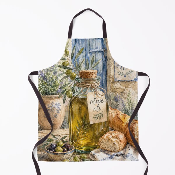 Item preview, Mediterranean Olive Oil & Rustic Bread Watercolor Art designed and sold by TheSlowShore.
