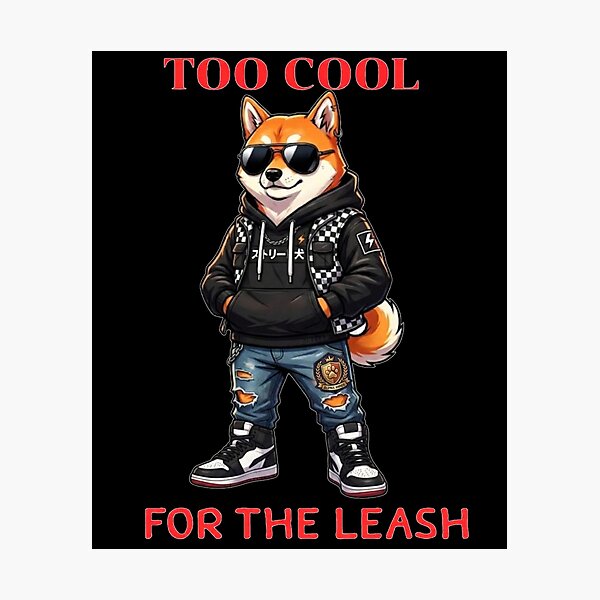 Item preview, Too Cool For The Leash Hip Hop Shiba Inu Dog Streetwear designed and sold by ChaemmRichStudio.