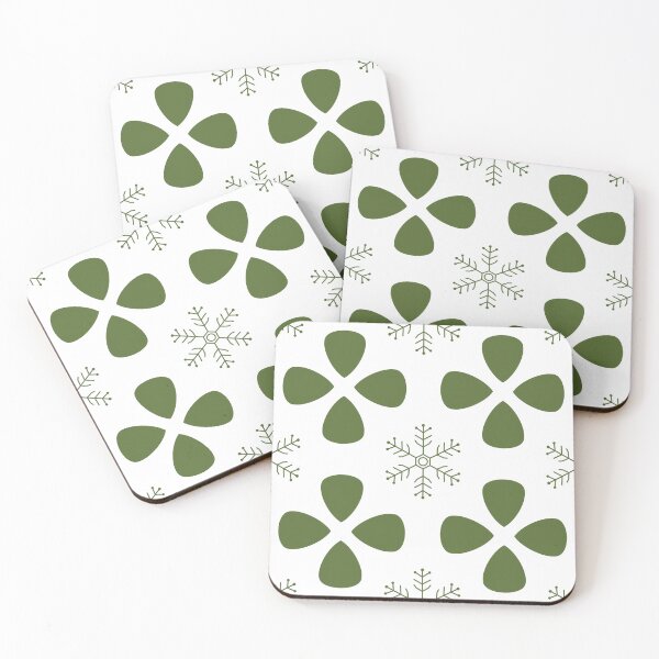 Item preview, Nordic floral and snowflake seamless pattern in olive green designed and sold by Longsilp.