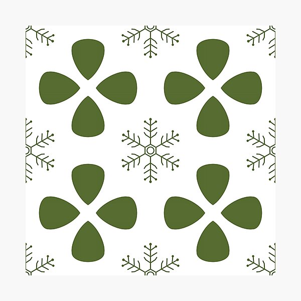 Item preview, Nordic floral and snowflake seamless pattern in olive green designed and sold by Longsilp.