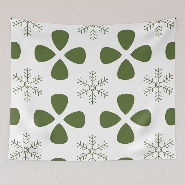 Item preview, Nordic floral and snowflake seamless pattern in olive green designed and sold by Longsilp.