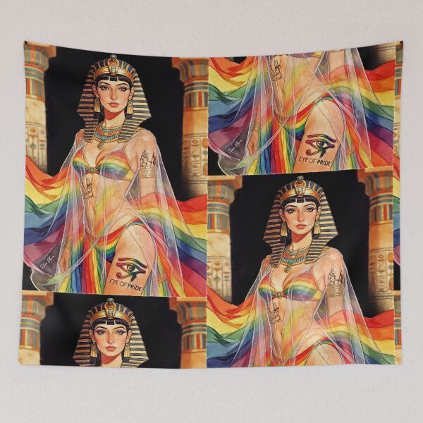 Item preview, Egyptian Queen of Pride - Rainbow Goddess Illustration designed and sold by Hen-C-Art.