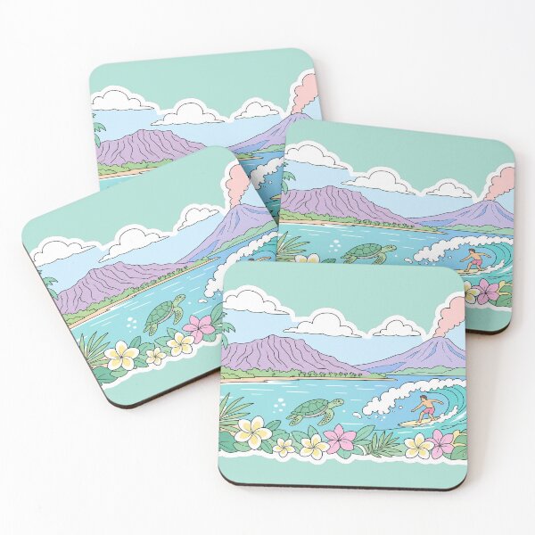 Item preview, Hawaii Landscape Sticker | Pastel Hawaii Skyline | Tropical Island Sticker | Hawaii Travel Gift designed and sold by EmberPageStudio.