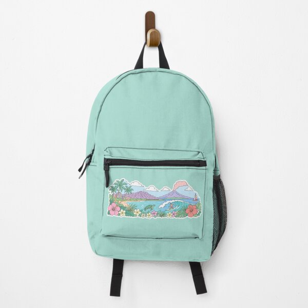Item preview, Hawaii Landscape Sticker | Pastel Hawaii Skyline | Tropical Island Sticker | Hawaii Travel Gift designed and sold by EmberPageStudio.
