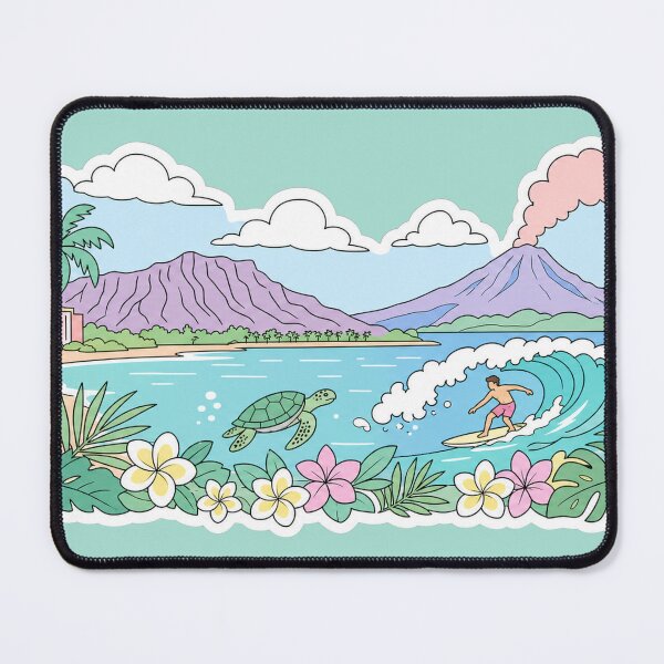 Item preview, Hawaii Landscape Sticker | Pastel Hawaii Skyline | Tropical Island Sticker | Hawaii Travel Gift designed and sold by EmberPageStudio.