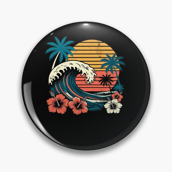 Item preview, Retro Vintage Ocean Waves Tropical Beach Summer Vacation designed and sold by Littermin.
