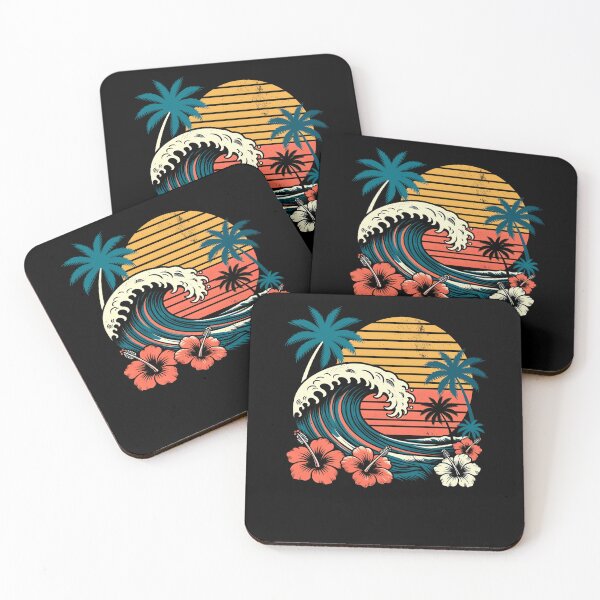 Item preview, Retro Vintage Ocean Waves Tropical Beach Summer Vacation designed and sold by Littermin.