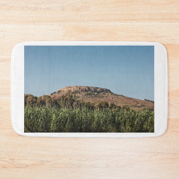 Item preview, Flat-Topped Mesa Over Green Fields and Shrubs Under Clear Blue Summer Sky designed and sold by Nmallia.