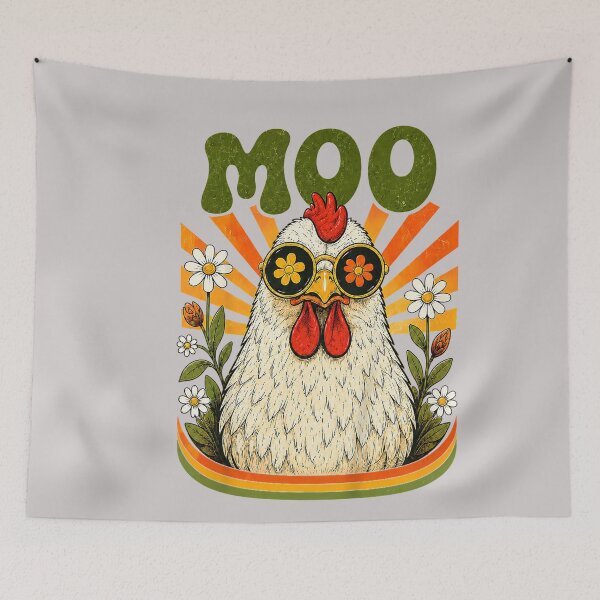 Item preview, Funny Moo Chicken Graphic Tee Men Women Farm Animal Vintage designed and sold by MabelWells.