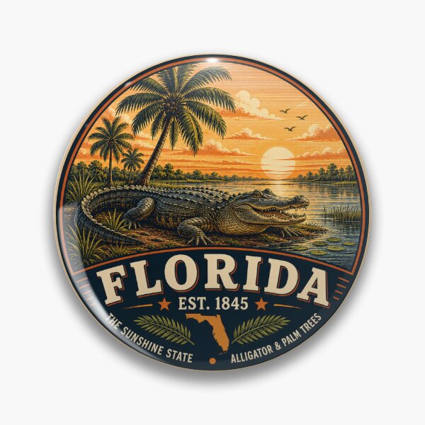 Item preview, Florida Retro State Badge – Vintage Travel Graphic designed and sold by Mac Sketches.