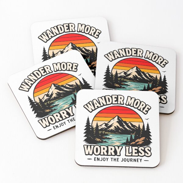 Item preview, Wander More Worry Less | Retro Mountain Adventure Design designed and sold by FAFshop.