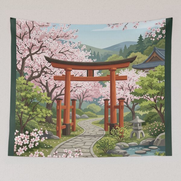 Item preview, Torii Path Through Sakura Garden designed and sold by Prachodayat Artworks.