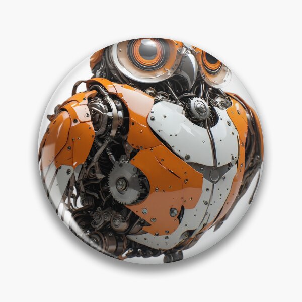 Item preview, Mechanical Robot Owl - Orange Steampunk Cyber Owl Art designed and sold by MegaStore101.