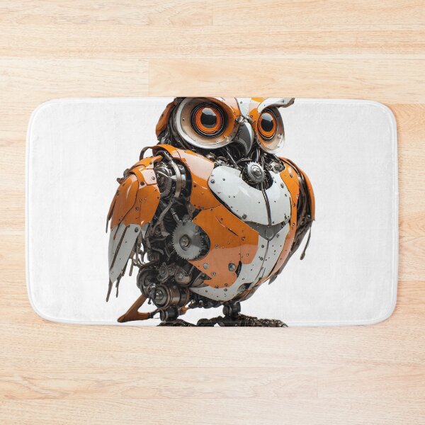 Item preview, Mechanical Robot Owl - Orange Steampunk Cyber Owl Art designed and sold by MegaStore101.