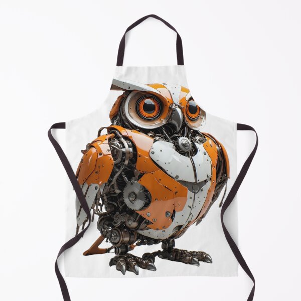 Item preview, Mechanical Robot Owl - Orange Steampunk Cyber Owl Art designed and sold by MegaStore101.