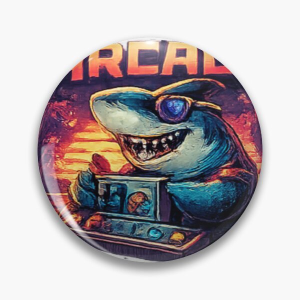 Item preview, Retro Arcade Shark Gamer Oil Painting designed and sold by GUINewAlex.