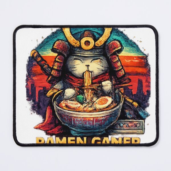 Item preview, Ramen Gamer Samurai Cat Oil Painting designed and sold by GUINewAlex.