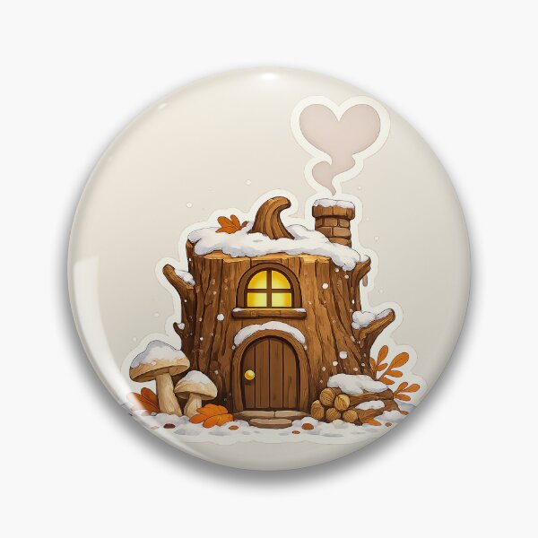 Item preview, Snowy Tree Stump House | Cozy Winter Cottagecore Forest Sticker designed and sold by Iras-Art-Corner.