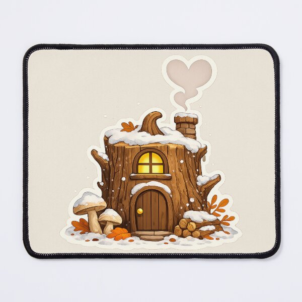 Item preview, Snowy Tree Stump House | Cozy Winter Cottagecore Forest Sticker designed and sold by Iras-Art-Corner.