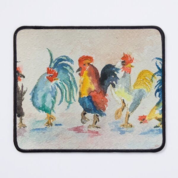 Item preview, Colourful Cockerels/ Roosters having a discussion. designed and sold by Dwyte2U2.