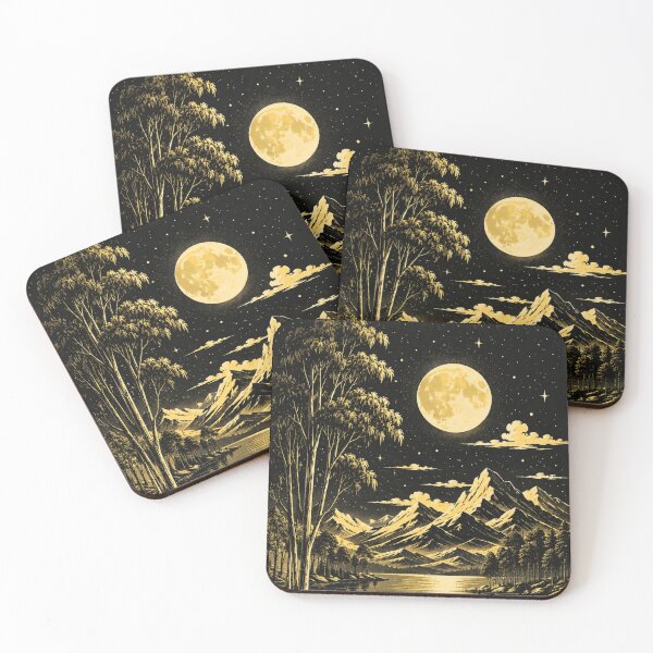 Item preview, Moonlit Mountain Lake Vintage Nature Quote Art designed and sold by PixelParinda.