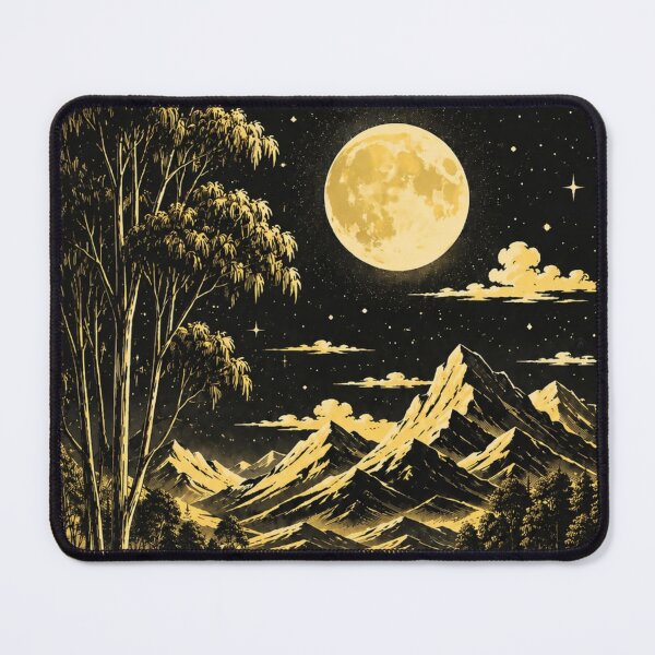 Item preview, Moonlit Mountain Lake Vintage Nature Quote Art designed and sold by PixelParinda.
