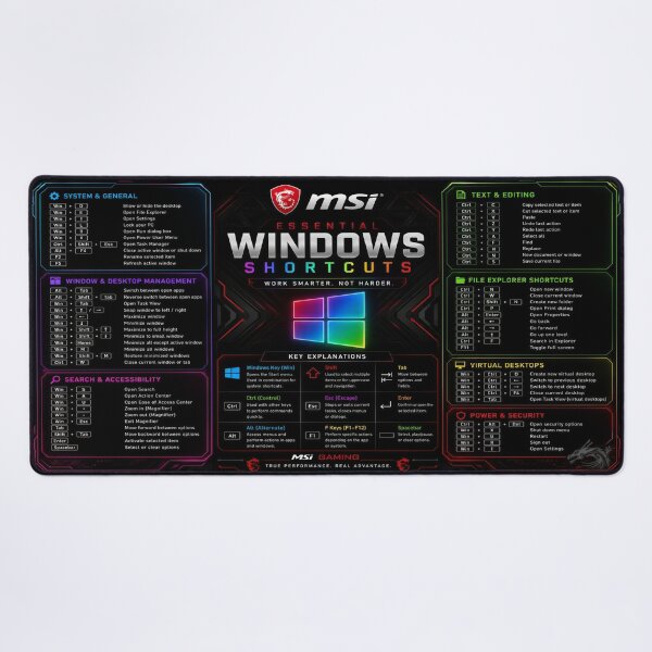 Item preview, Msi Theme Adorned Essential Windows Shortcuts Desk Mat designed and sold by KLERIKSTORE.