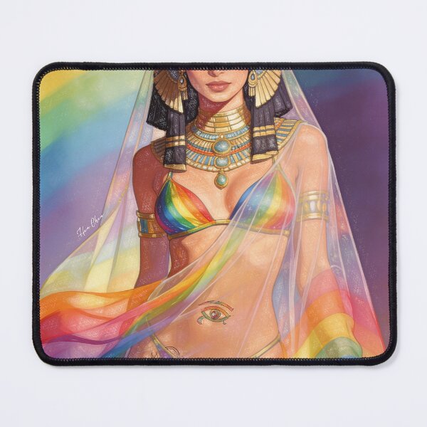 Item preview, Ancient Egyptian Pride Goddess - Rainbow Queen Illustration designed and sold by Hen-C-Art.