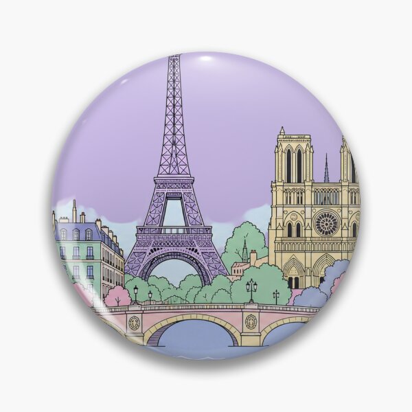 Item preview, Paris Skyline Sticker  Pastel Paris Cityscape  Eiffel Tower Illustration  France Travel Art designed and sold by EmberPageStudio.