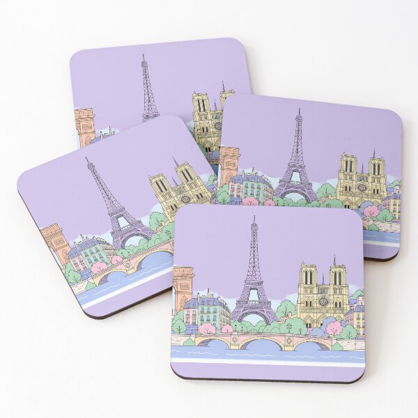 Item preview, Paris Skyline Sticker  Pastel Paris Cityscape  Eiffel Tower Illustration  France Travel Art designed and sold by EmberPageStudio.