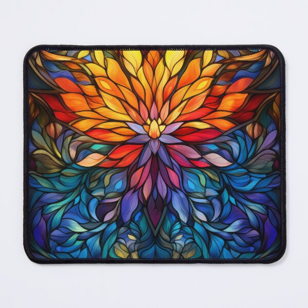 Item preview, Abstract Floral Heart Stained Glass Mandala Art designed and sold by pinkal.