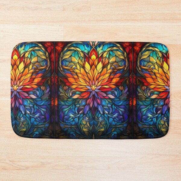 Item preview, Abstract Floral Heart Stained Glass Mandala Art designed and sold by pinkal.