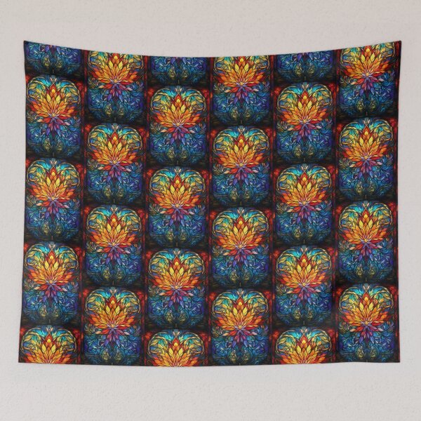 Item preview, Abstract Floral Heart Stained Glass Mandala Art designed and sold by pinkal.