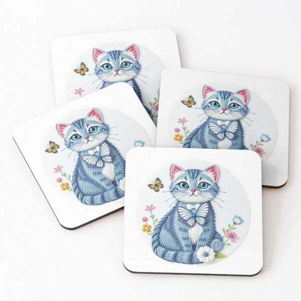 Item preview, Copy of Cute Cat, Blue and Butterflies (Watercolor) designed and sold by Tama-sirth.