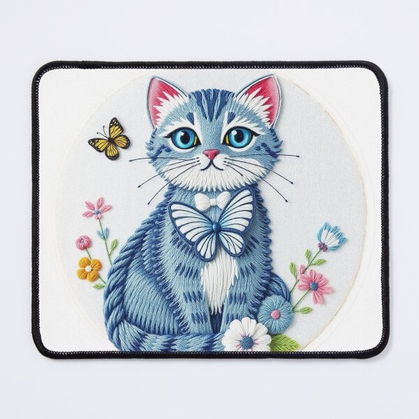 Item preview, Copy of Cute Cat, Blue and Butterflies (Watercolor) designed and sold by Tama-sirth.