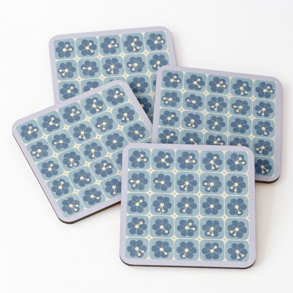 Item preview, Blue Folk Flower Tile Pattern designed and sold by mellow-koko.