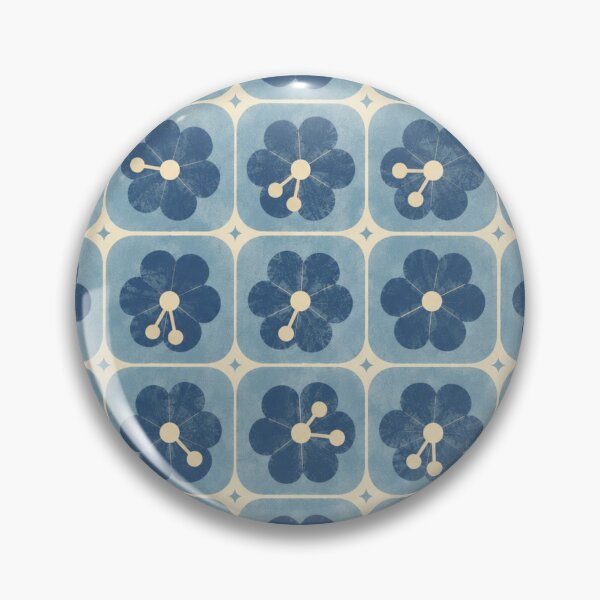 Item preview, Blue Folk Flower Tile Pattern designed and sold by mellow-koko.