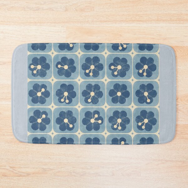 Item preview, Blue Folk Flower Tile Pattern designed and sold by mellow-koko.